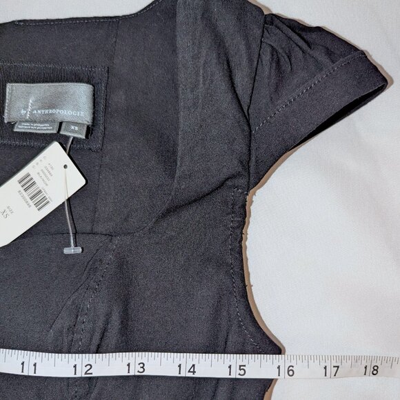 NWT Anthropologie | Cecily Fit & Flare Button Front Sweetheart Dress Black | XS - Picture 11 of 11